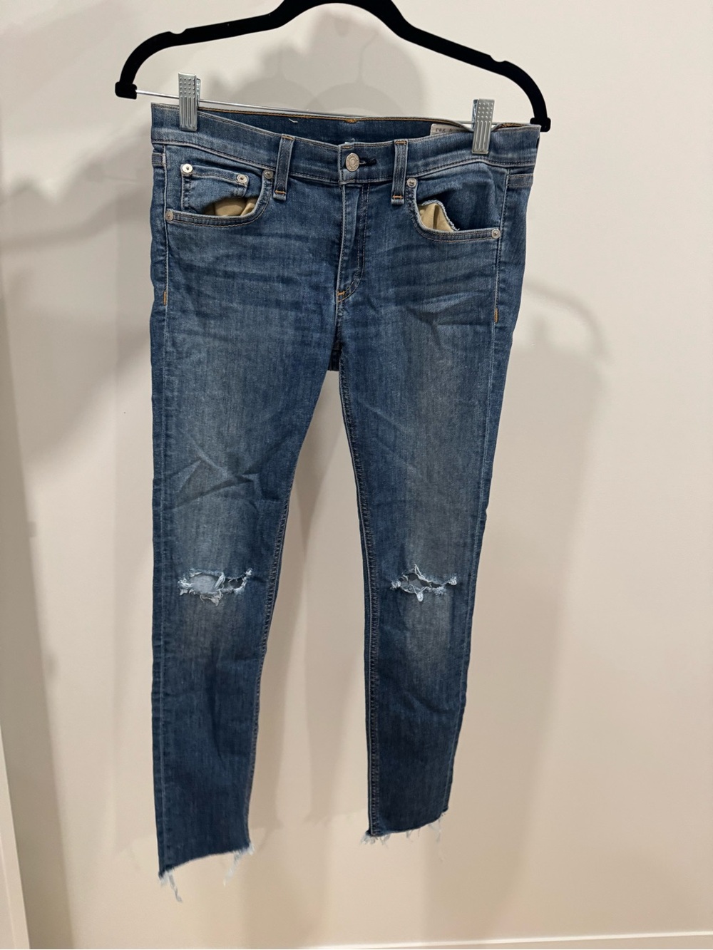 rag & bone Women’s Distressed Skinny Jeans - Blue
